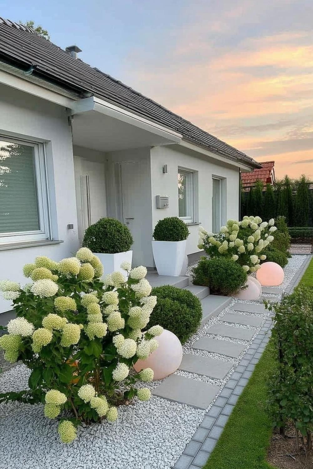 Elegante Terrasse mit Hochbeeten