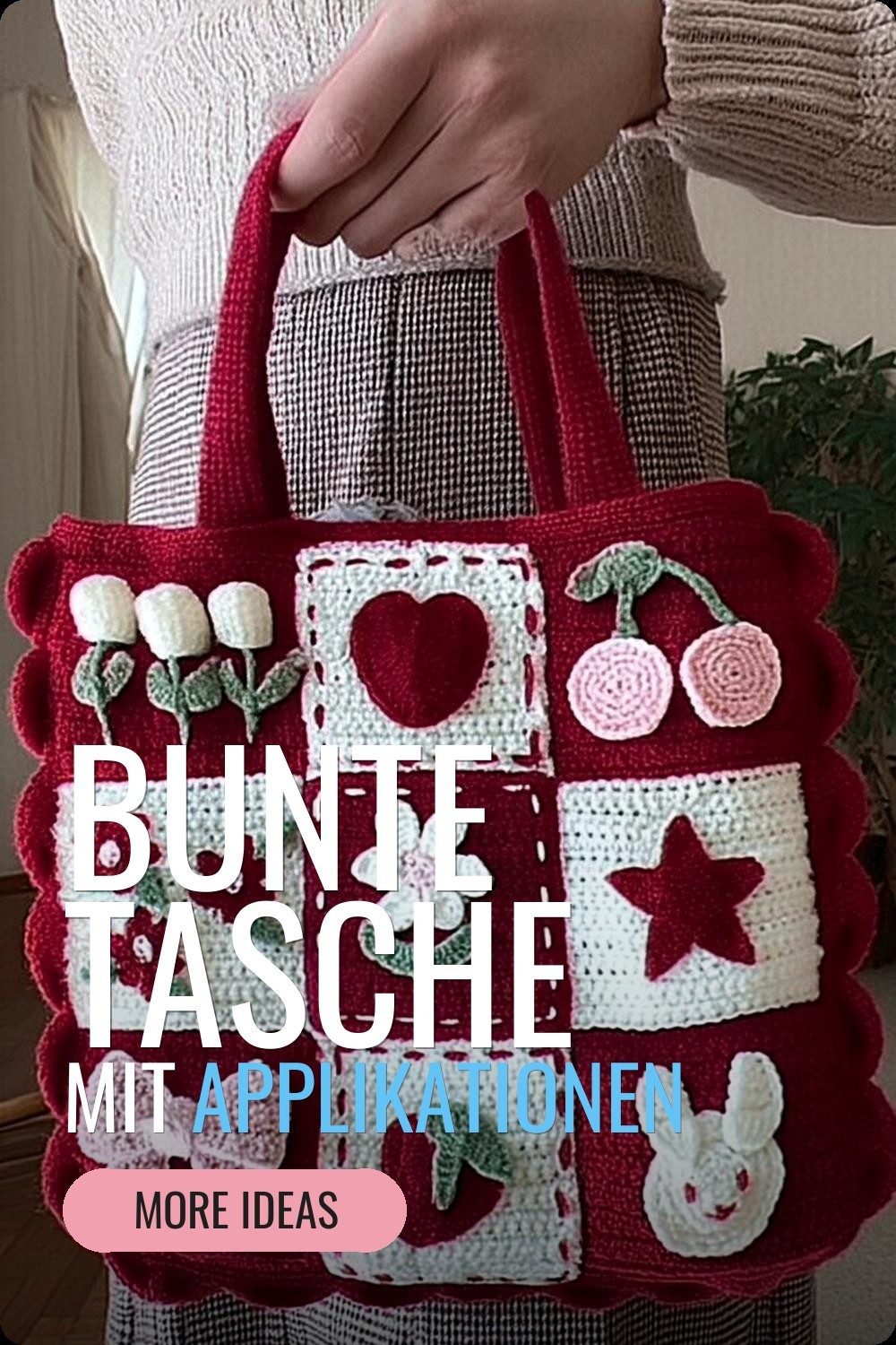 Bunte Tasche mit Applikationen