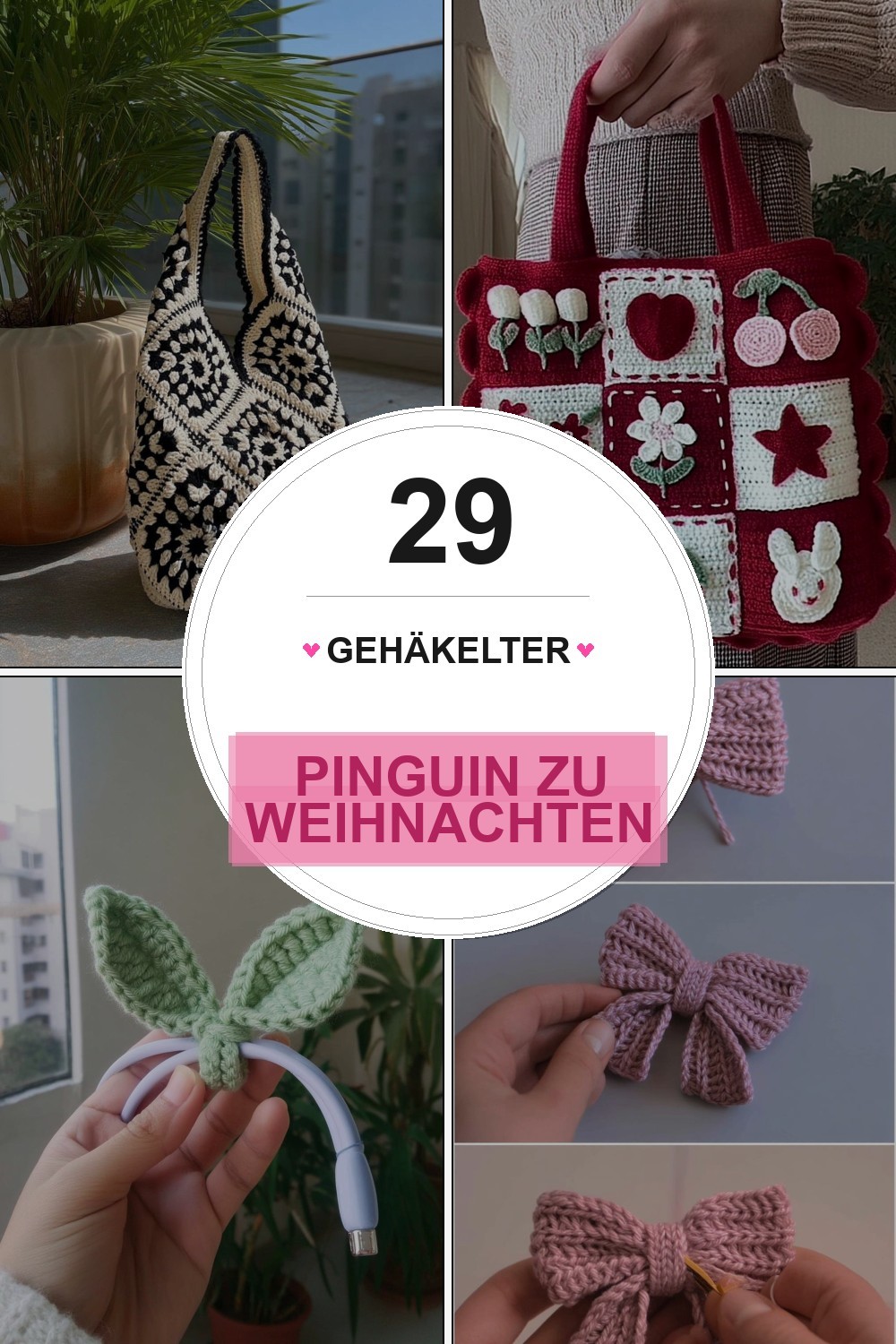 Gehäkelter Pinguin zu Weihnachten