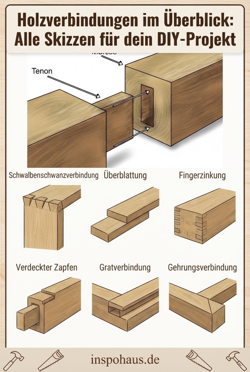 Holzverbindungen im Überblick: Alle Skizzen für dein DIY-Projekt
