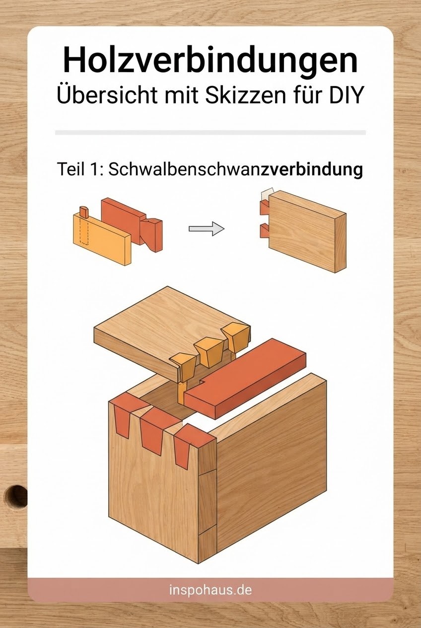 Holzverbindungen Übersicht mit Skizzen für DIY