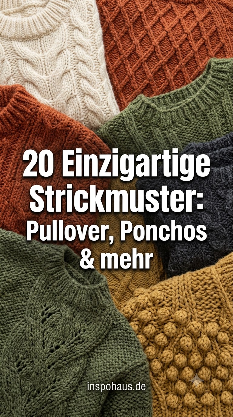 20 Einzigartige Strickmuster: Pullover, Ponchos & mehr