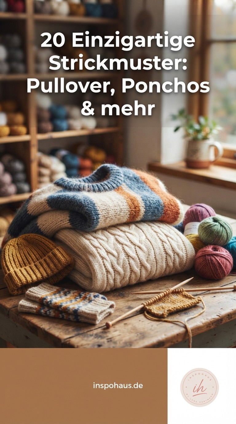 20 Einzigartige Strickmuster: Pullover, Ponchos & mehr
