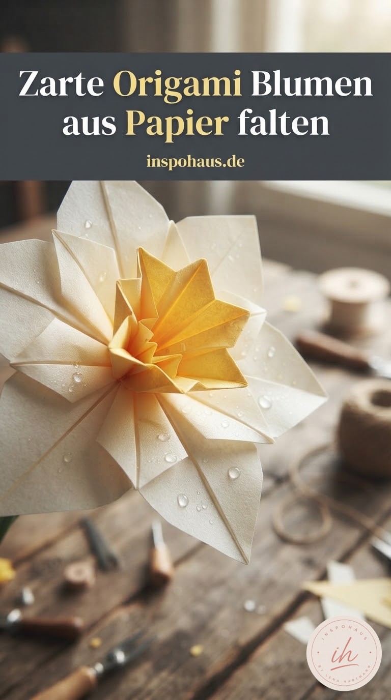 Zarte Origami Blumen aus Papier falten