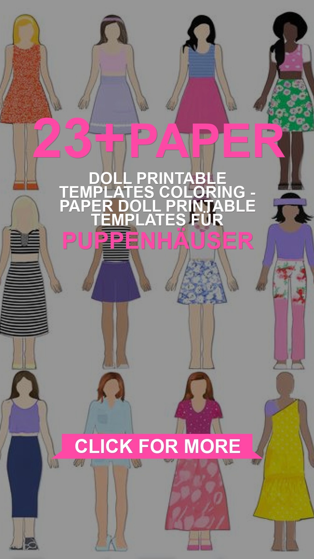 paper doll printable templates coloring - Paper Doll Printable Templates für Puppenhäuser