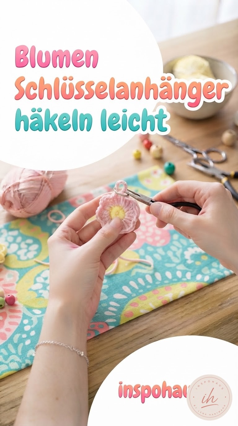 Blumen Schlüsselanhänger häkeln leicht