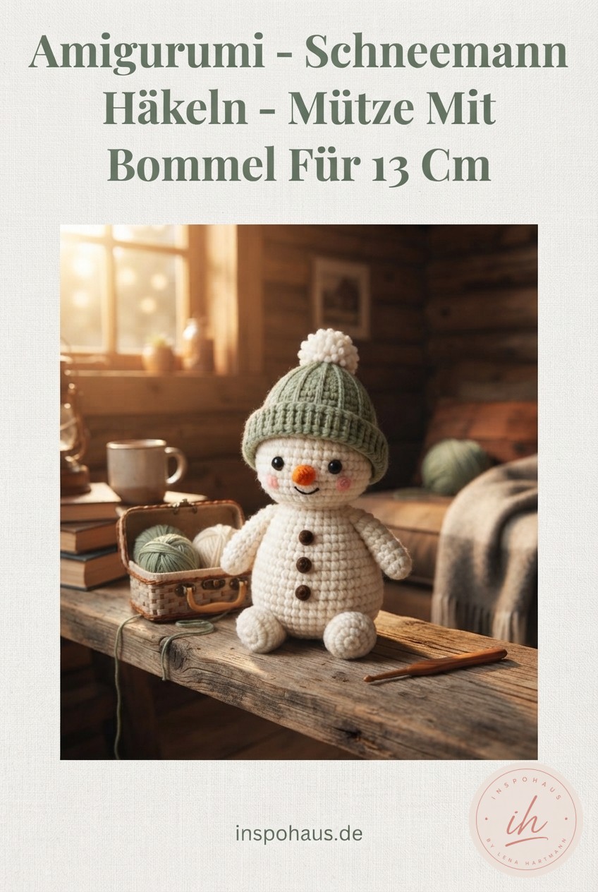 Amigurumi - Schneemann Häkeln - Mütze Mit Bommel Für 13 Cm