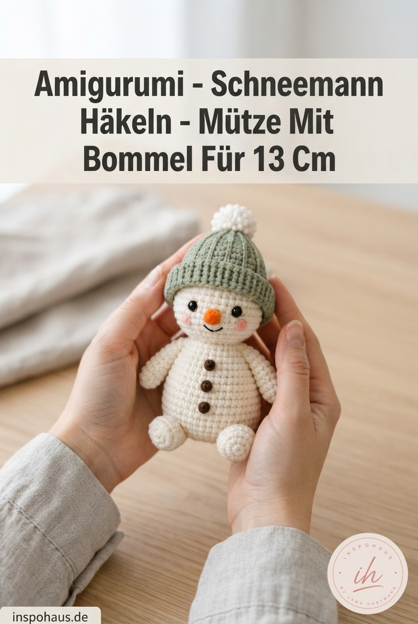 Amigurumi - Schneemann Häkeln - Mütze Mit Bommel Für 13 Cm