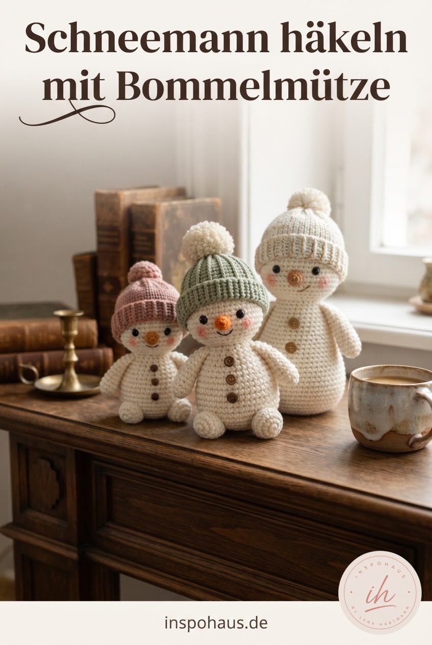Schneemann häkeln mit Bommelmütze