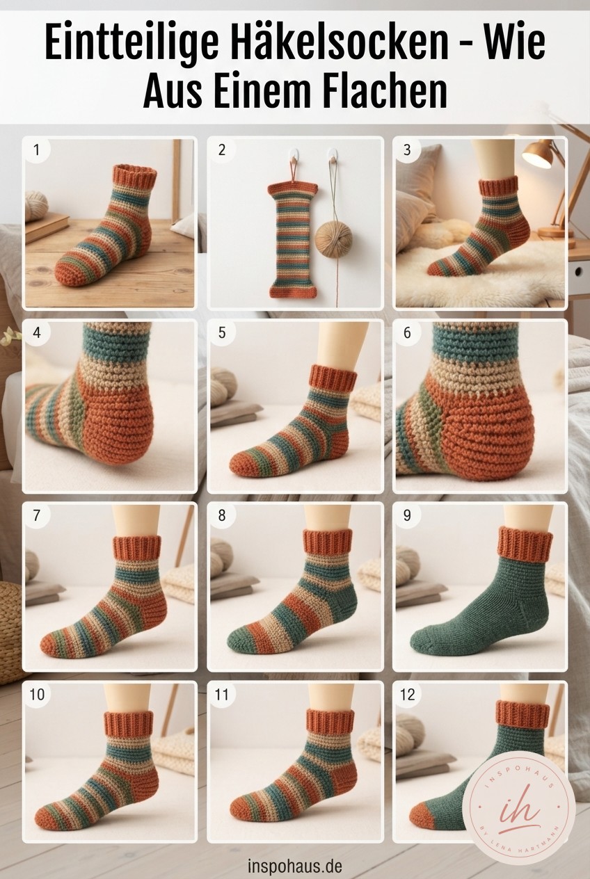 Einteilige Häkelsocken - Wie Aus Einem Flachen