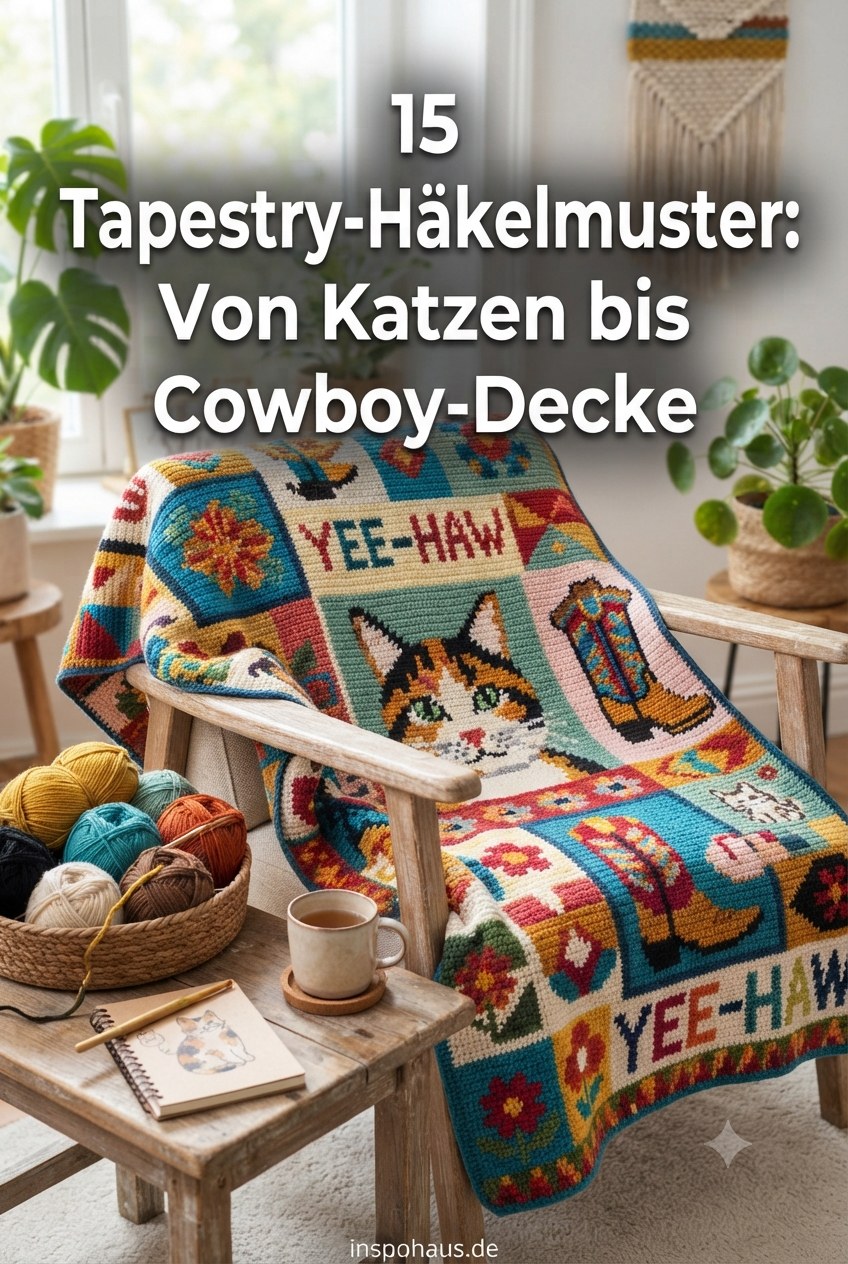 15 Tapestry-Häkelmuster: Von Katzen bis Cowboy-Decke