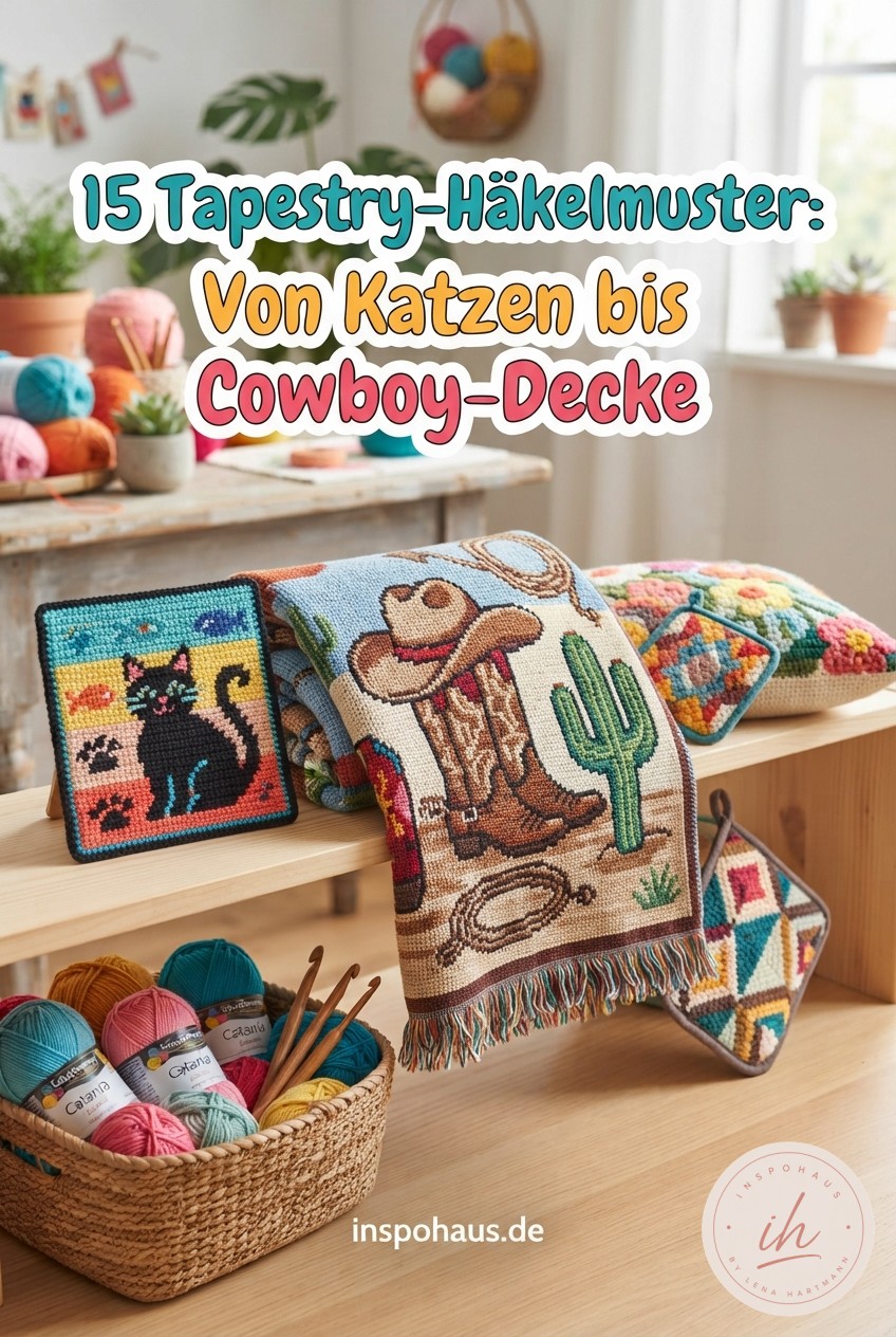 15 Tapestry-Häkelmuster: Von Katzen bis Cowboy-Decke