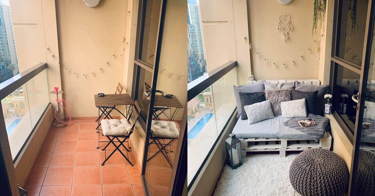 Palettenmöbel auf Balkon