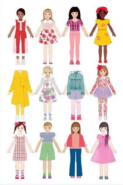14. Modulares Set als Paper Dolls Printable Templates Cut Outs mit Mix-and-Match-Grid