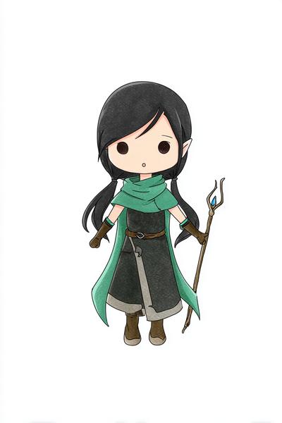 18. Fantasy-Abenteuer als Paper Dolls Chibi mit Umhangclip und Zauberstab-Accessoire