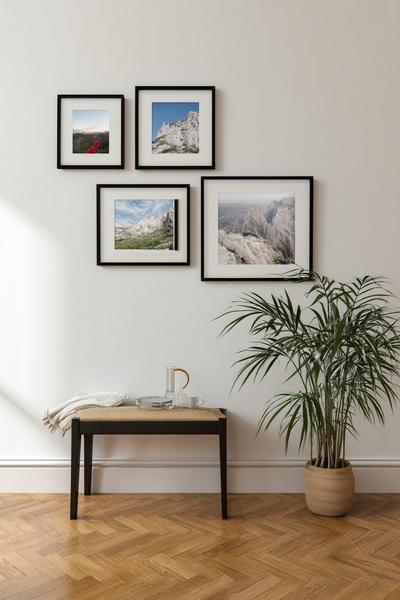 32. Zehn Schwarz-Weiß-Prints als Photo Wall Collage Bedroom 10 Photos mit Fokuslicht