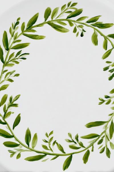 12. Olivenzweig-Kranz als Pottery Painting Ideas Easy Plate mit zwei Grüntönen