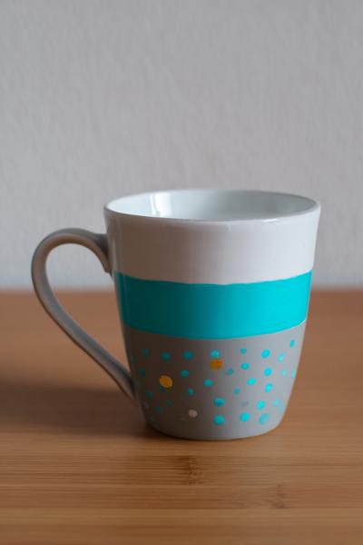 15. Namenbanderole als Pottery Painting Ideas Easy Mug mit Rahmen und kleiner Icon-Zeile