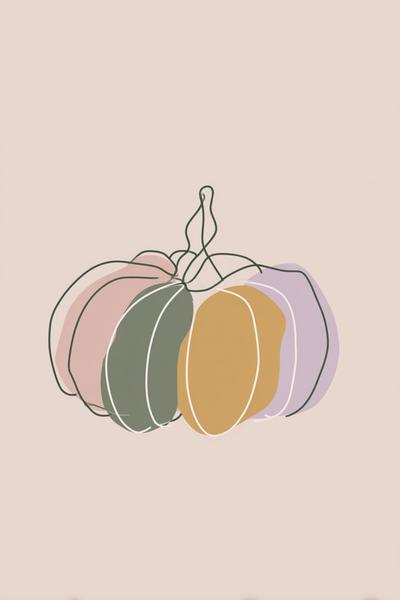 7. Minimal-Line-Art-Kürbis in Beige für for pumpkin painting ideas cute aesthetic ideas