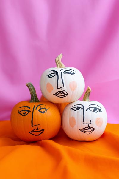 13. Boho-Linienkunst mit Gesichtern für for pumpkin painting ideas easy creative ideas
