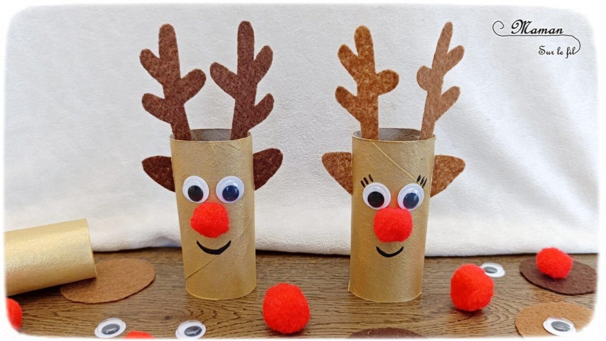 Rentier aus Klorolle als Weihnachtsdeko