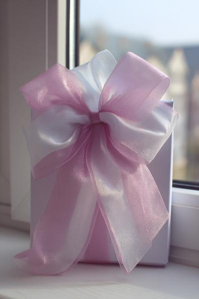 2. Doppellagiger Geschenklook im ribbon bow tutorial mit Organza und Satin