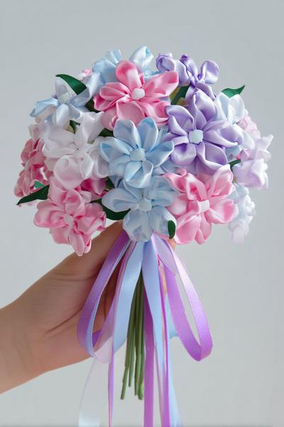 18. Finish im Ribbon Flowers Bouquet Tutorial mit Symmetrie-Check und Foto-Test