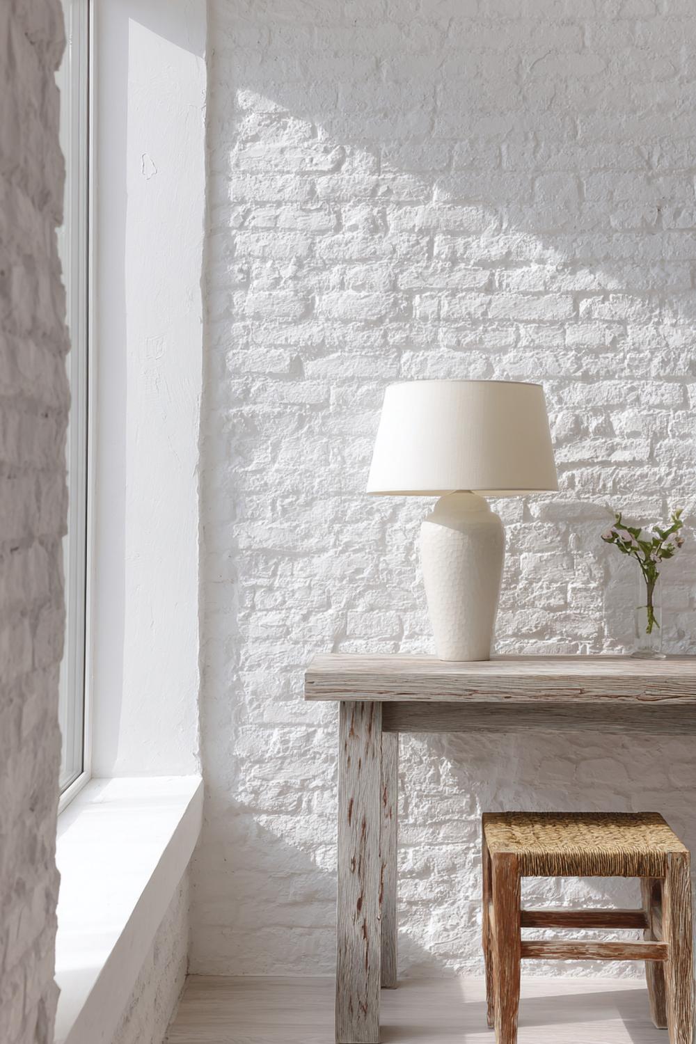 19. Schlafzimmer Wandfarbe Ideen in Kalkweiß mit rauer Oberfläche und Leinwandkunst