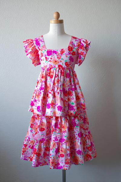 16. Stufenkleid aus Baumwolle für Sewing Projects Clothes Dresses mit Volant-Ärmeln