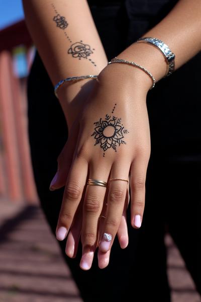 25. Gänseblümchen-Kranz für Simple Henna Designs Easy Flower mit sechs Blütenblättern und Punktmitte