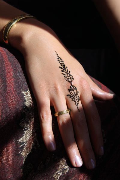 16. Seitliches „Ringband“ für Simple Henna Designs Hand Palms Side mit Negativraum