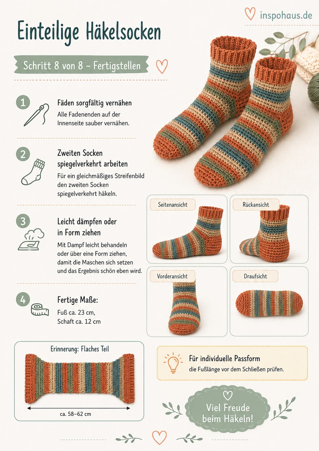 Einteilige Häkelsocken - Wie Aus Einem Flachen