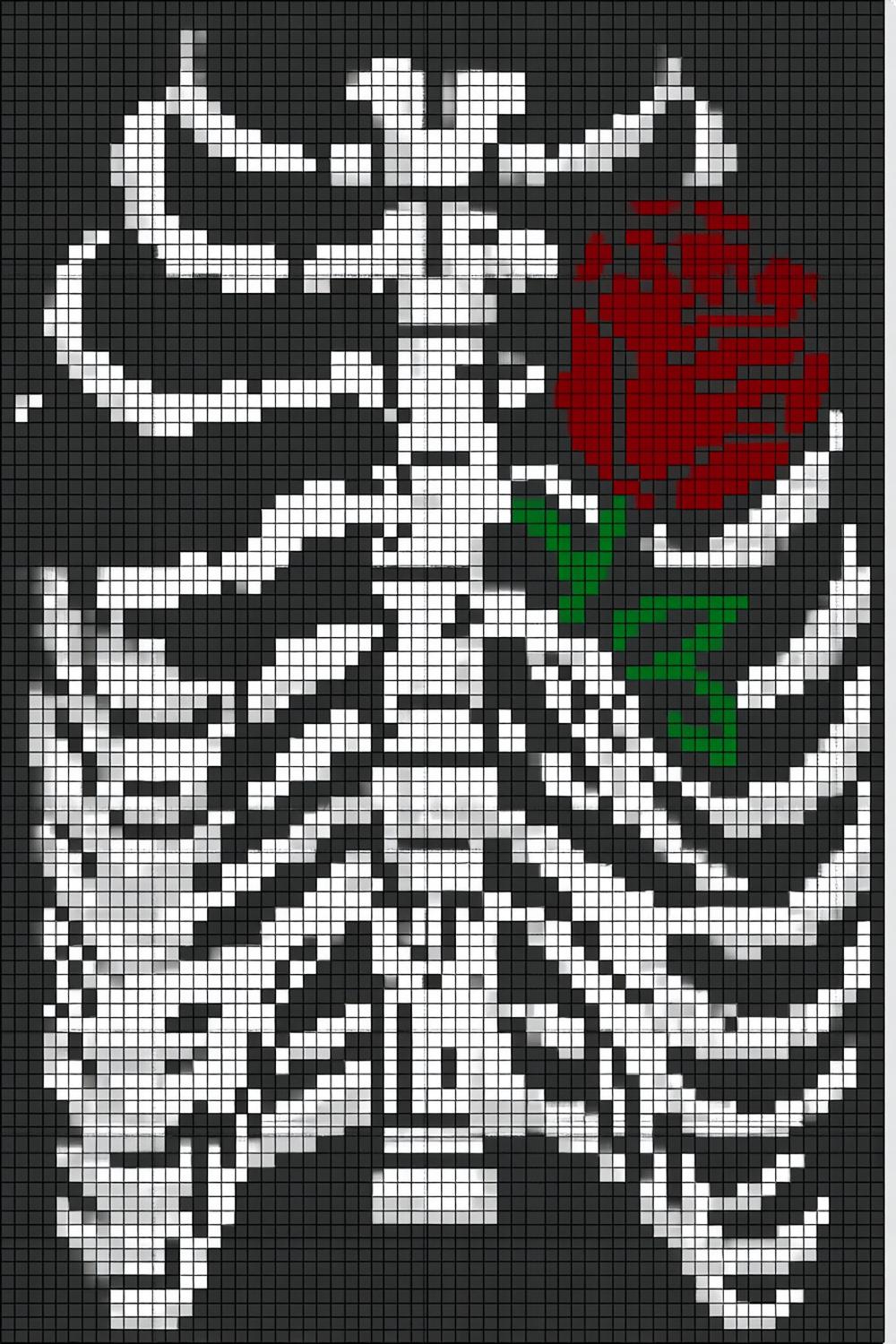 Skelett mit Rose