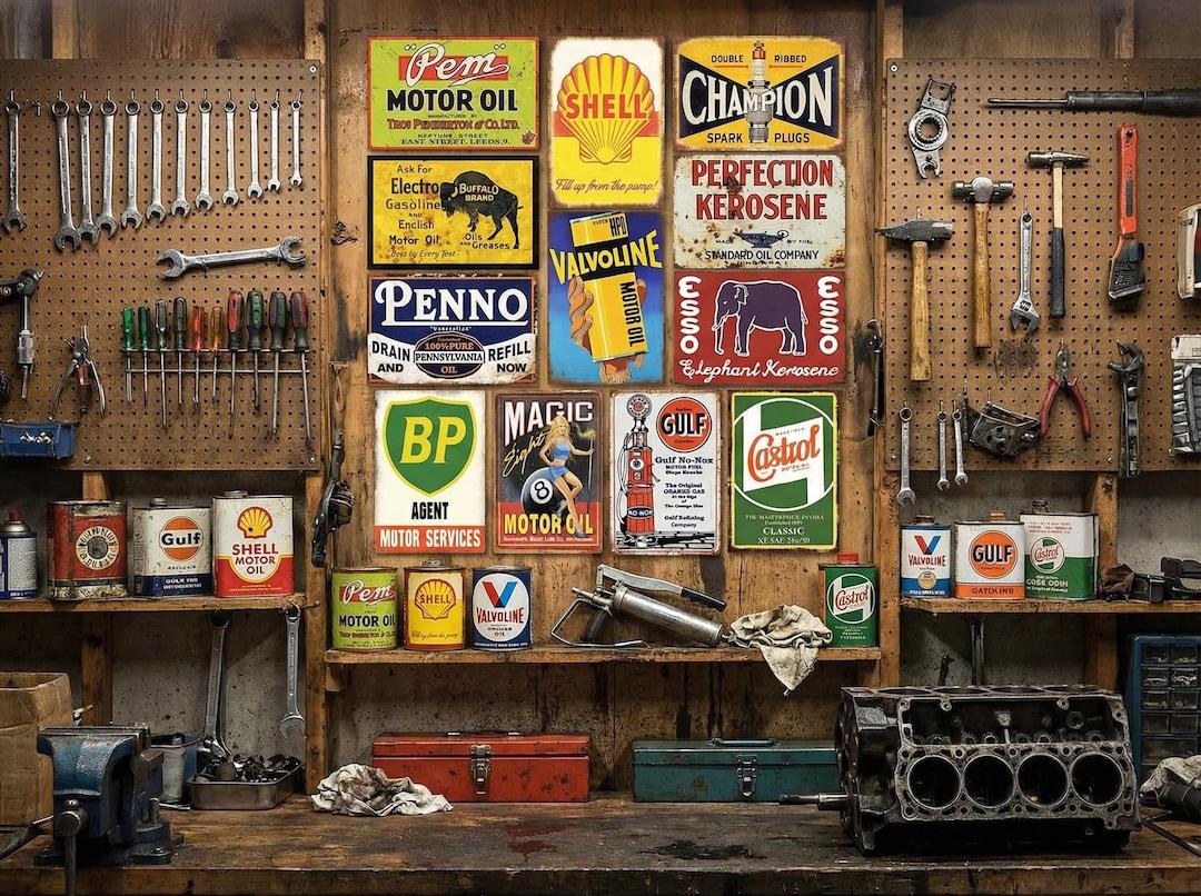 Vintage Schilder Werkstatt Dekoration