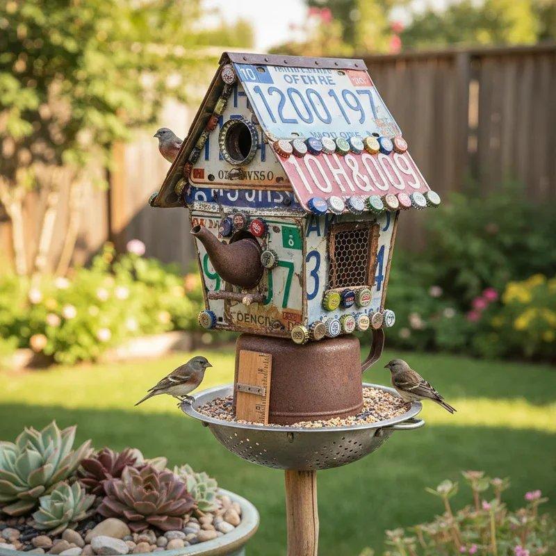 Vogelhaus aus alten Materialien