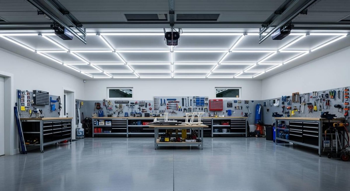 Helle Werkstatt mit LED Beleuchtung