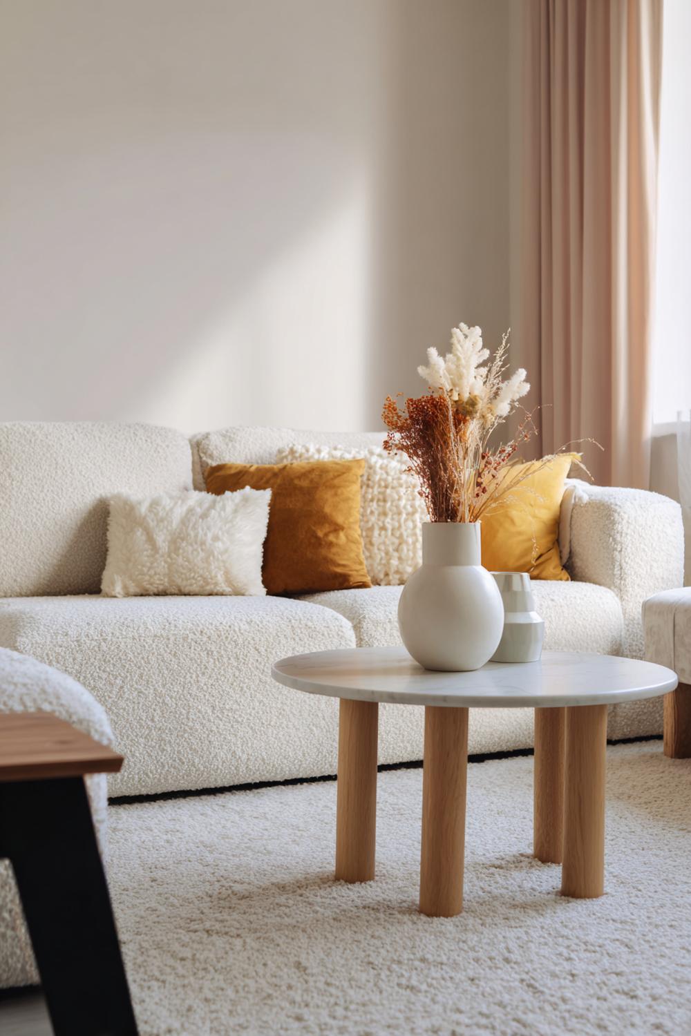 10. Wohnzimmer Farbkombinationen Skandi Stil in Creme, Karamell und Wolle