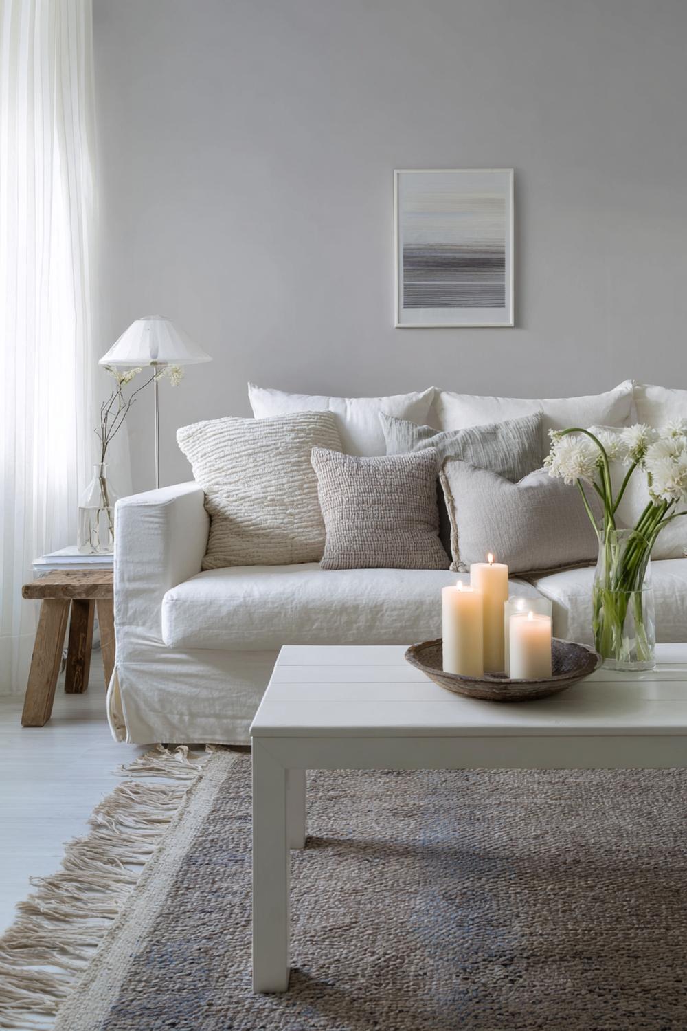 2. Wohnzimmer Farbkombinationen Skandi Stil in Greige und Naturleinen