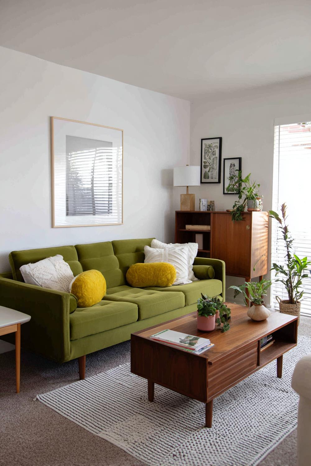 9. Wohnzimmer Farbkombinationen Skandi Stil mit Olivgrün und Walnuss