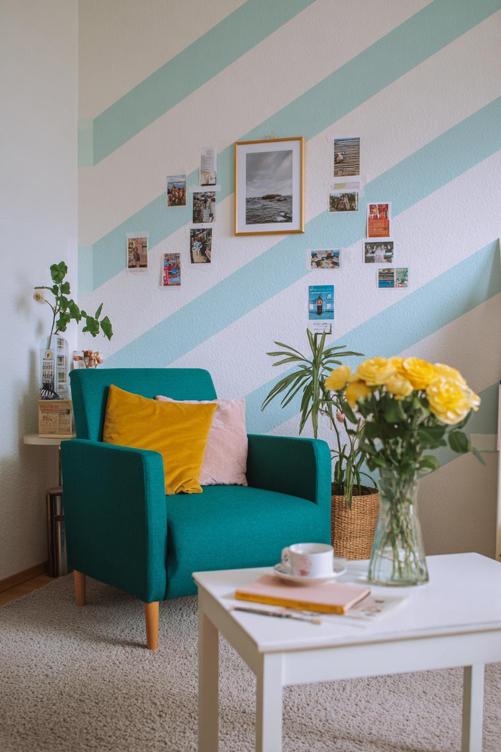 2. Wohnzimmer Wanddeko ohne Bohren als Posterwand mit Washi-Tape-Rahmung