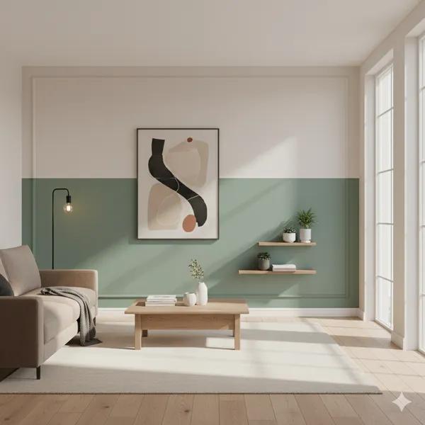 Zweifarbige Wand im modernen Raum